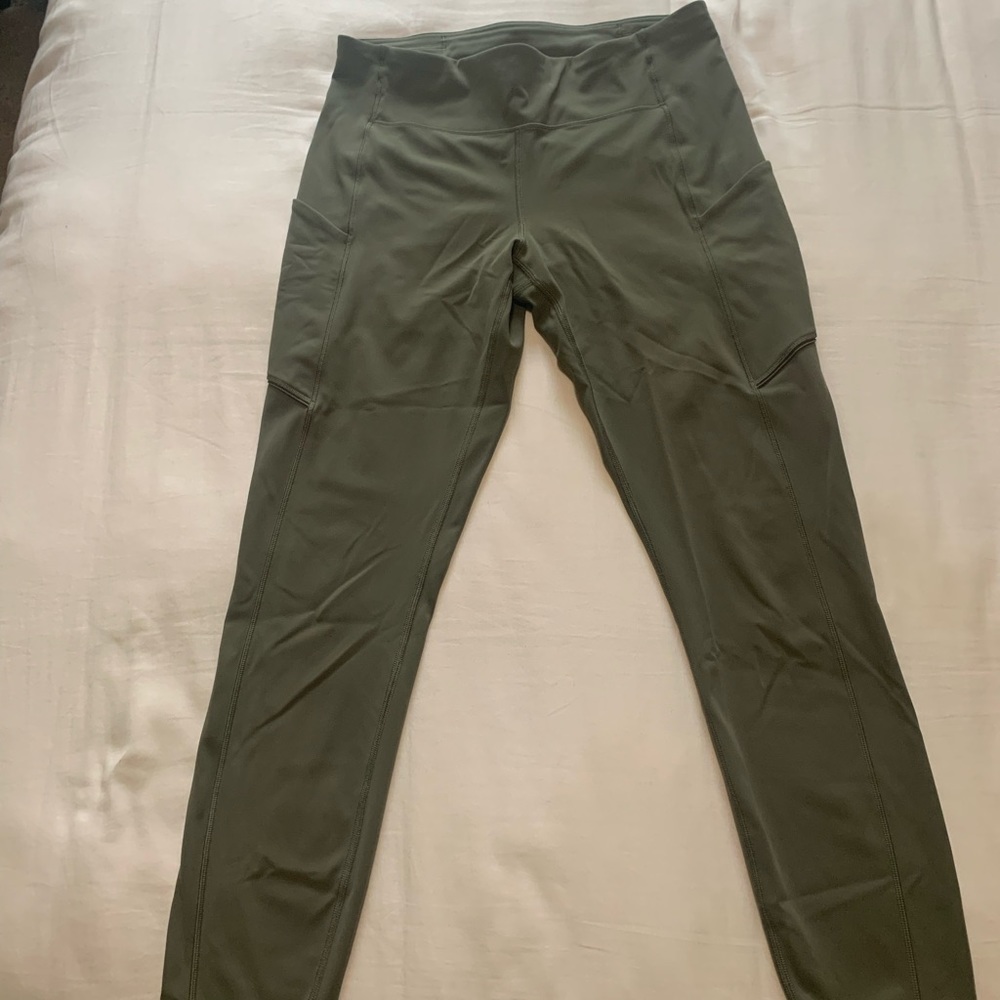 Lululemon Speed Up Leggings Tights 7/8 Length Size 8 Grey/Green Sage